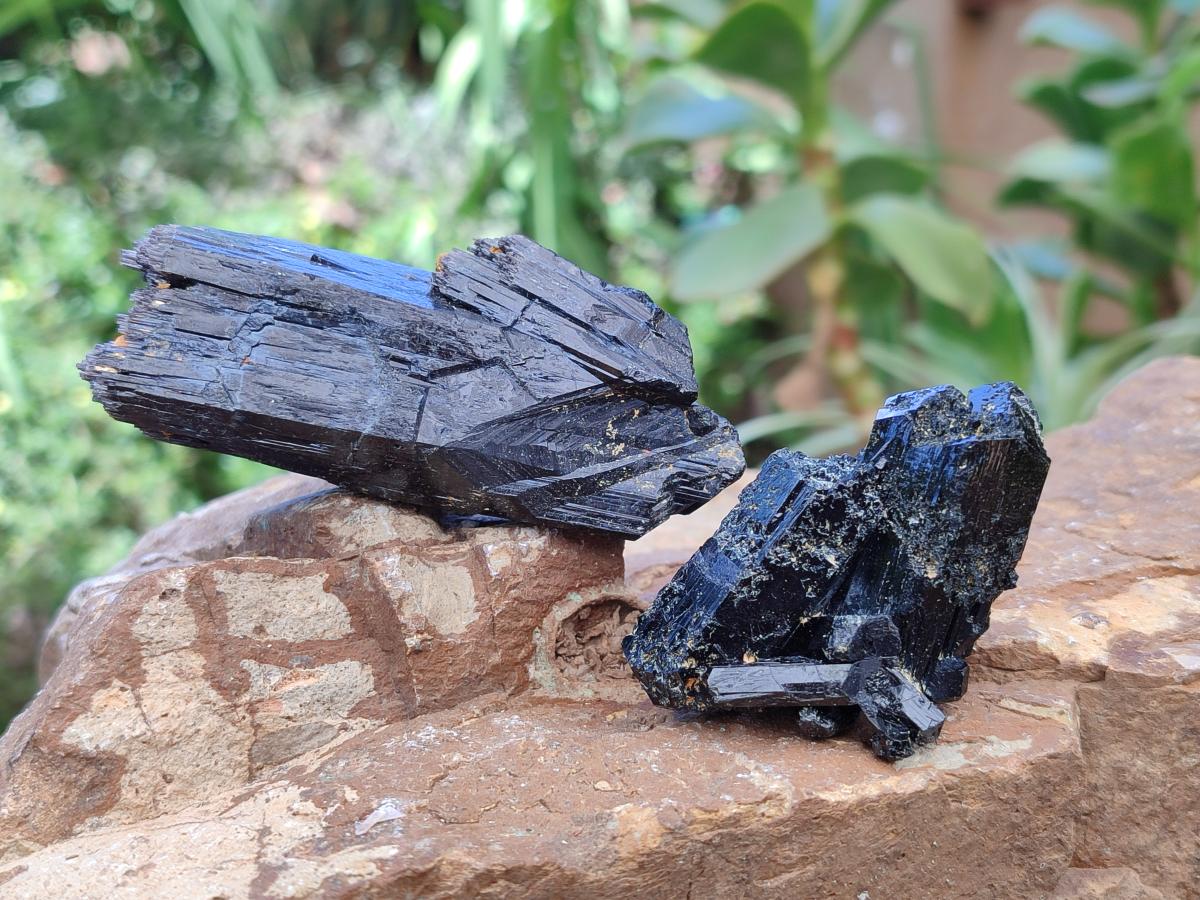 Natural Schorl Black Tourmaline Specimens x 12 From Erongo, Namibia