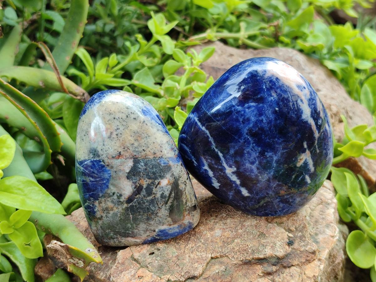 Polished Sodalite Standing Free Forms x 4 From Kunene River, Namibia