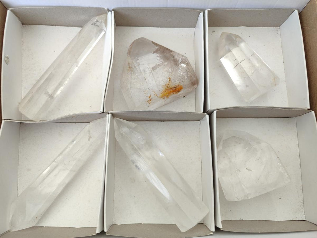 Polished Clear Quartz Crystals x 6 From Madagascar