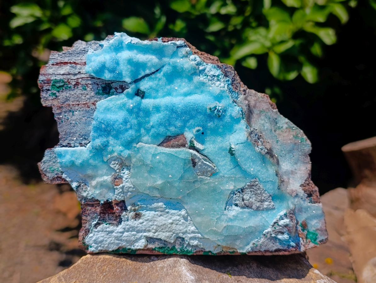 Natural Drusy Coated Chrysocolla with Malachite Specimens x 2 From Lupoto Mine, Congo