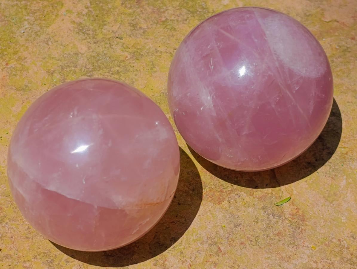 Polished Small Gemmy Star Rose Quartz Spheres x 6 From Madagascar