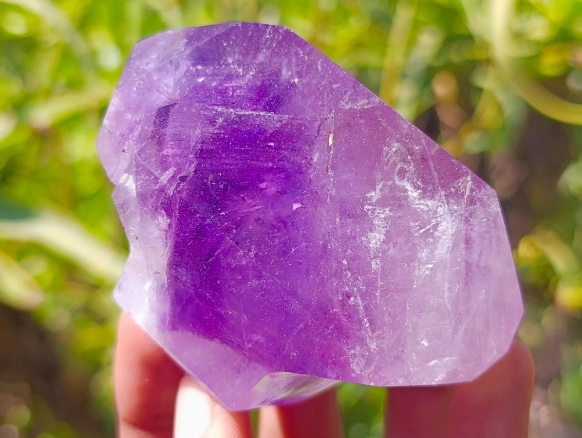 Polished Window Amethyst Crystals x 3 From Akansobe, Madagascar