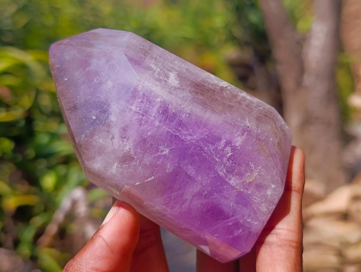 Polished Window Amethyst Crystals x 3 From Akansobe, Madagascar