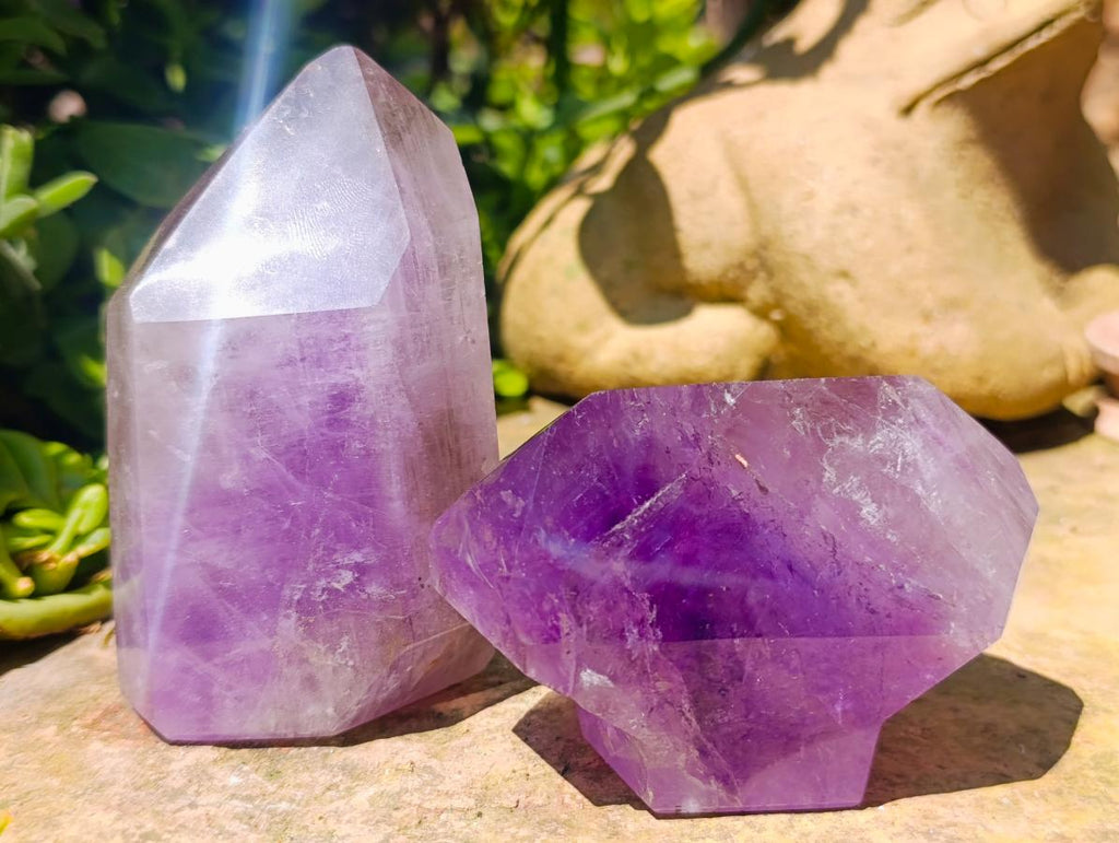 Polished Window Amethyst Crystals x 3 From Akansobe, Madagascar