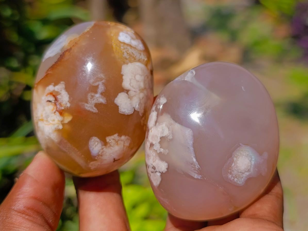 Polished Flower Agate Palm Stones x 12 From Antsahalova, Madagascar