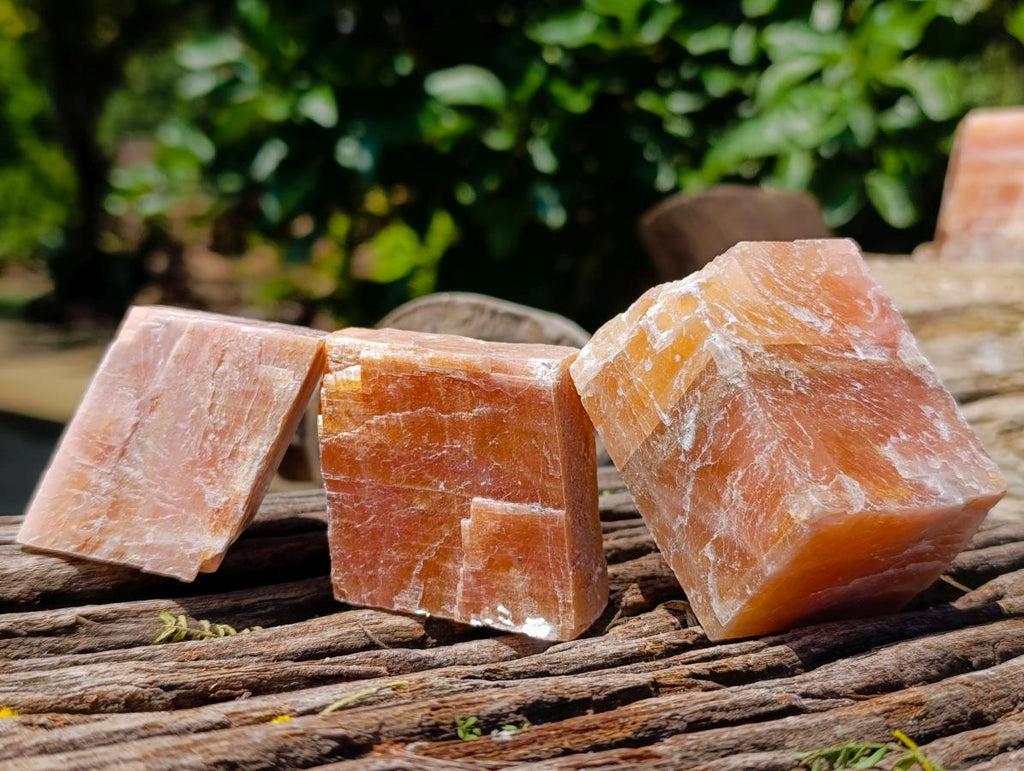 Natural Rhombohedral Sunset Orange Calcite Specimens x 12 From Spitzkop, Namibia