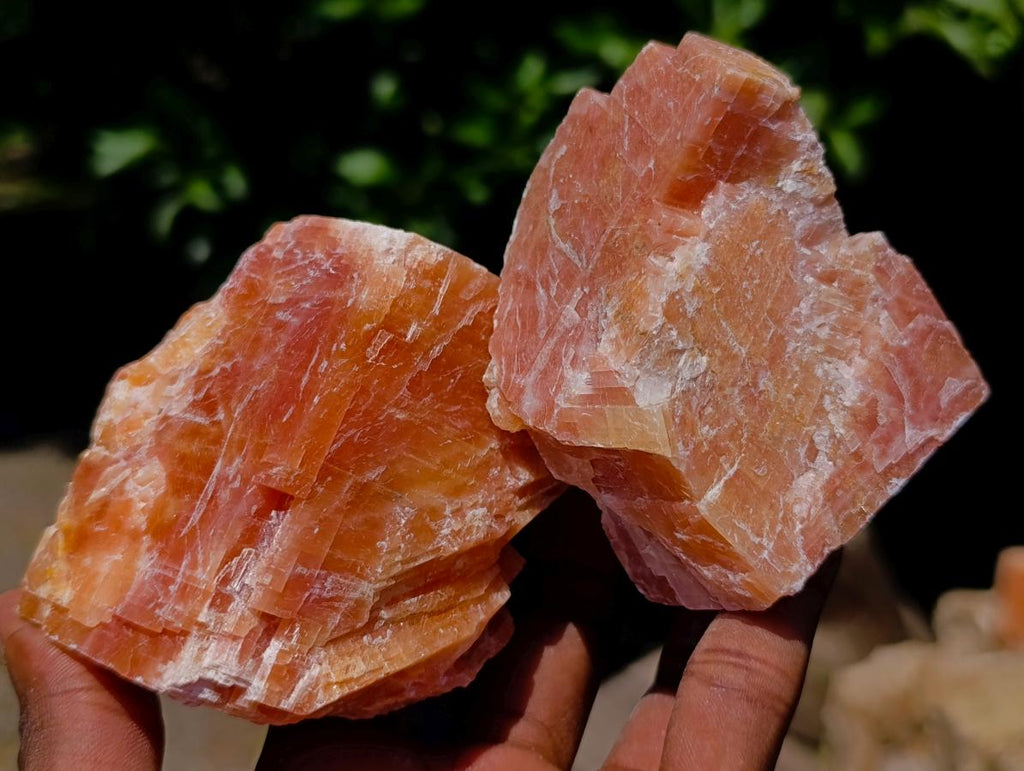 Natural Rhombohedral Sunset Orange Calcite Specimens x 12 From Spitzkop, Namibia