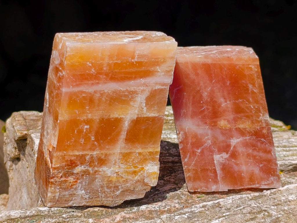 Natural Rhombohedral Sunset Orange Calcite Specimens x 12 From Spitzkop, Namibia