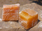 Natural Rhombohedral Sunset Orange Calcite Specimens x 12 From Spitzkop, Namibia