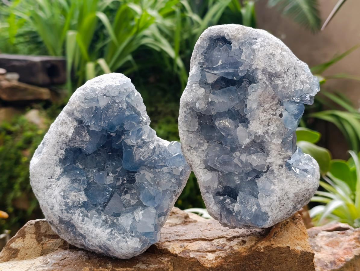 Natural Blue Celestite Specimens x 2 From Sakoany, Madagascar