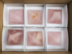 Polished Gemmy Rose Quartz Pyramids x 6 From Madagascar