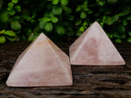 Polished Gemmy Rose Quartz Pyramids x 6 From Madagascar
