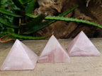 Polished Gemmy Rose Quartz Pyramids x 6 From Madagascar