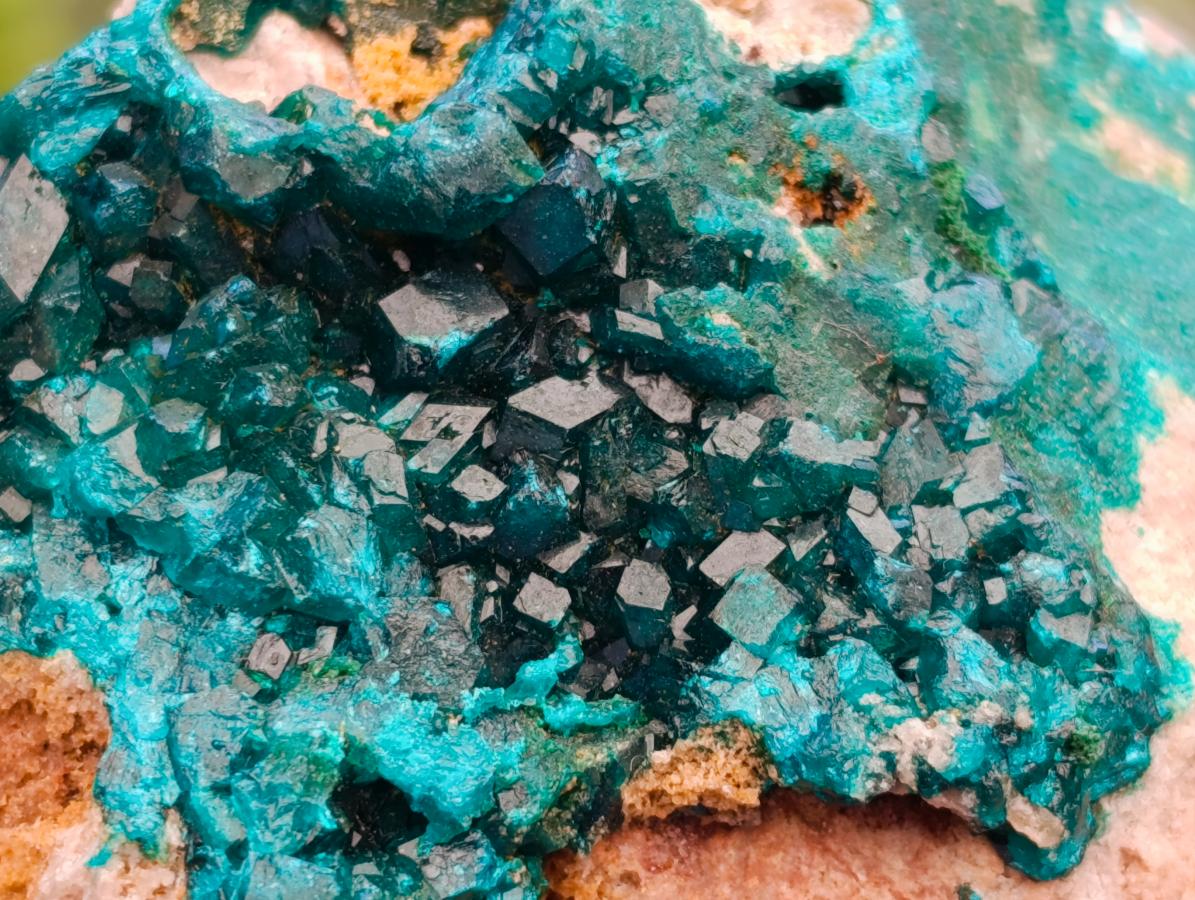 Natural Dioptase with Malachite On Dolomite Specimens x 3 From Likasi, Congo