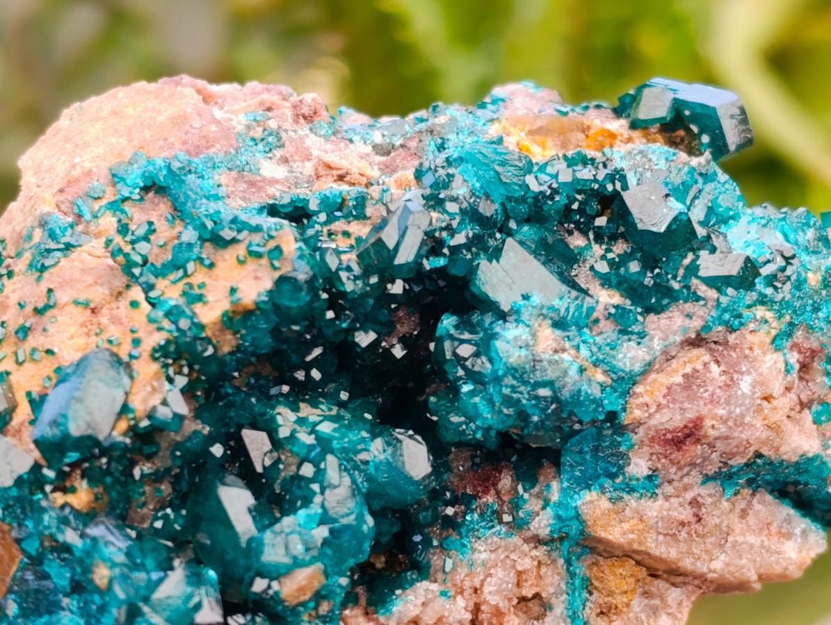 Natural Dioptase with Malachite On Dolomite Specimens x 3 From Likasi, Congo