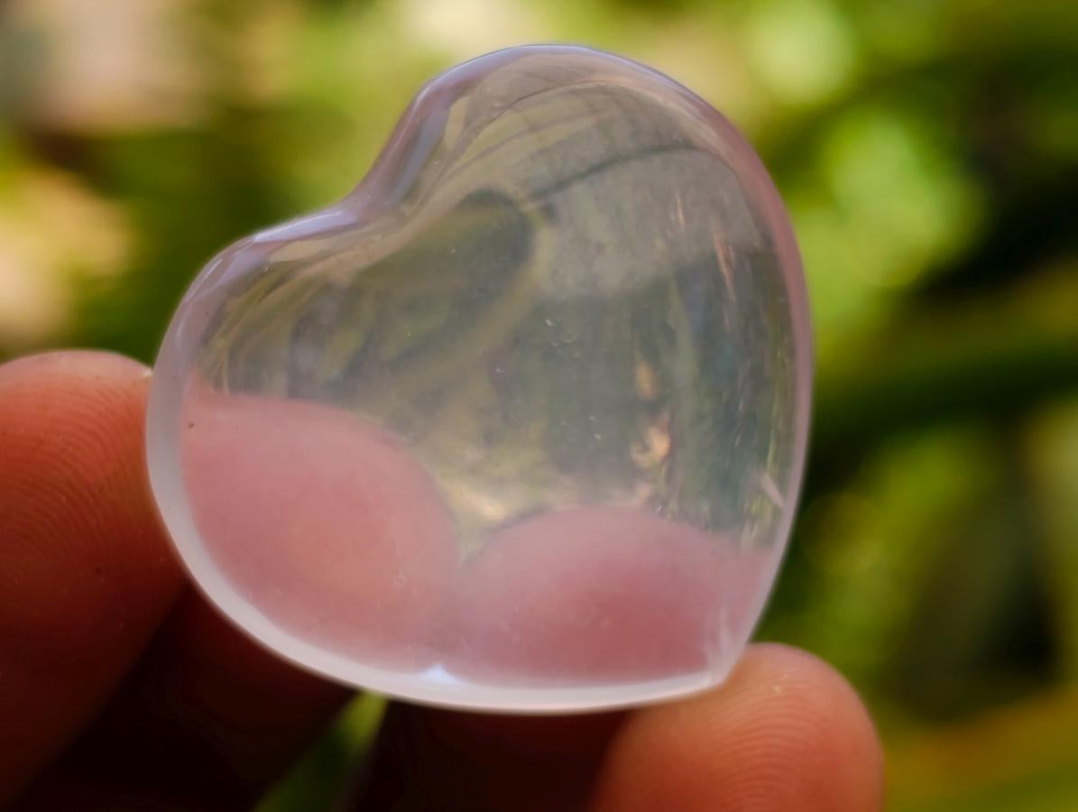 Polished Rose Girasol and Smokey Quartz Hearts x 35 From Madagascar - Toprock Gemstones and Minerals 
