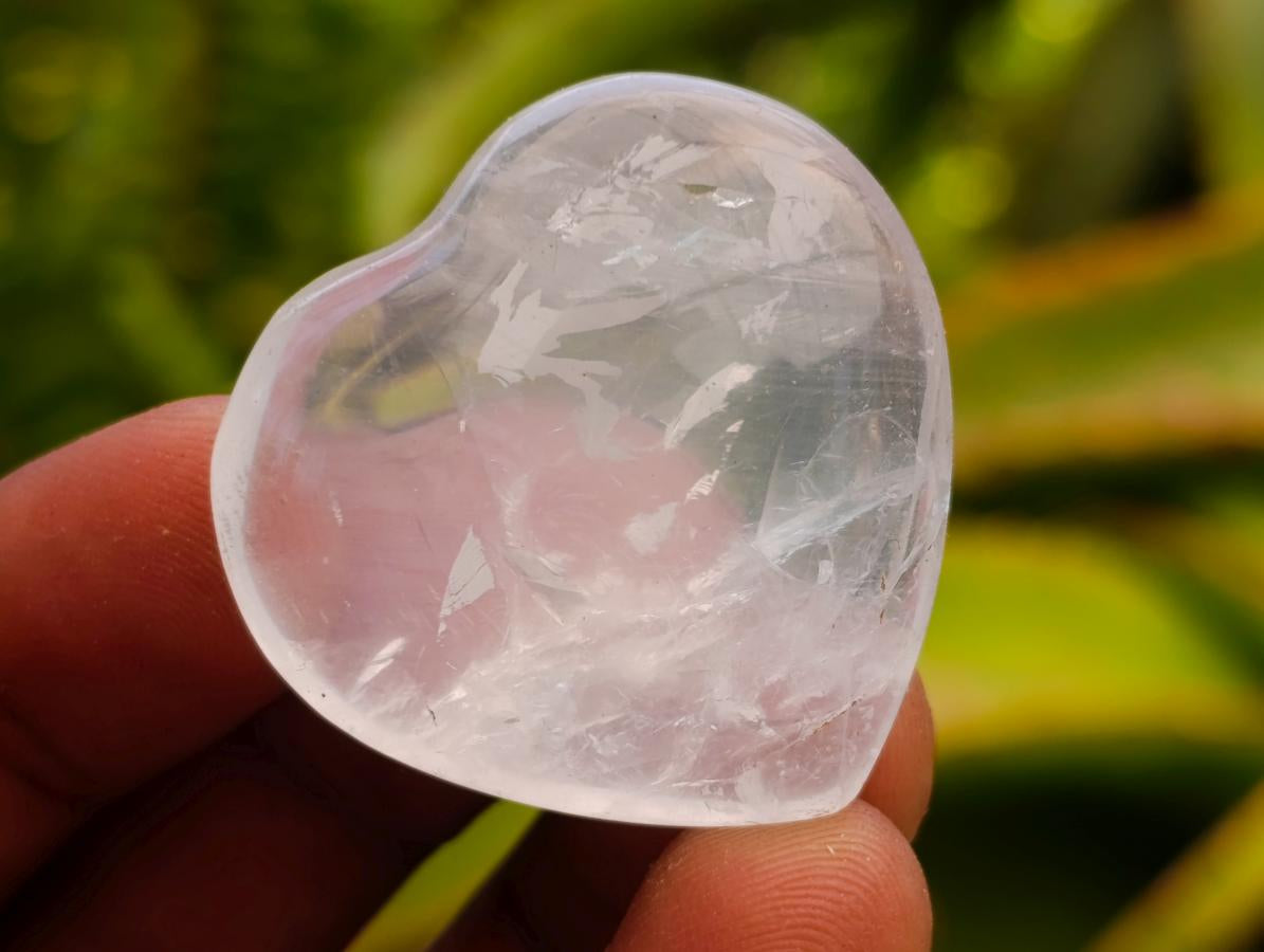 Polished Rose Girasol and Smokey Quartz Hearts x 35 From Madagascar - Toprock Gemstones and Minerals 