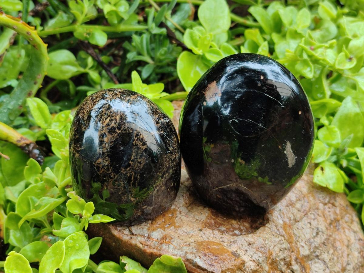 Polished Black Tourmaline Standing Free Forms x 4 From Madagascar