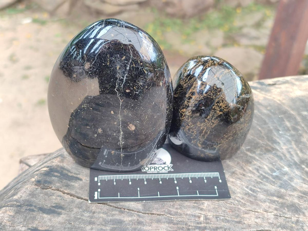Polished Black Tourmaline Standing Free Forms x 4 From Madagascar