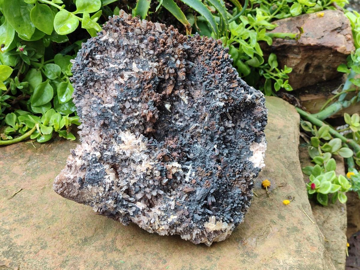 Natural XL Goethite Coated Blacknite Quartz Cluster x 1 From Madagascar - Toprock Gemstones and Minerals 