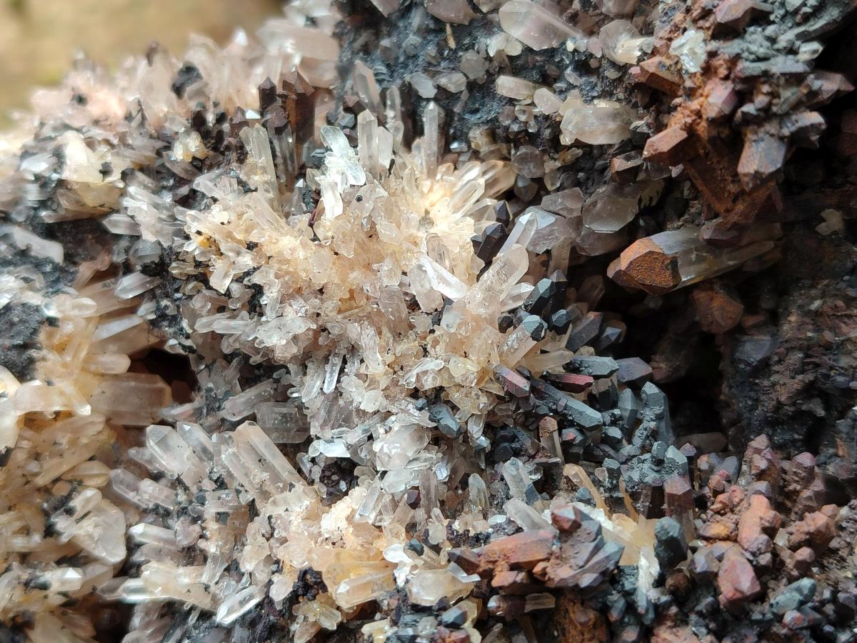 Natural XL Goethite Coated Blacknite Quartz Cluster x 1 From Madagascar