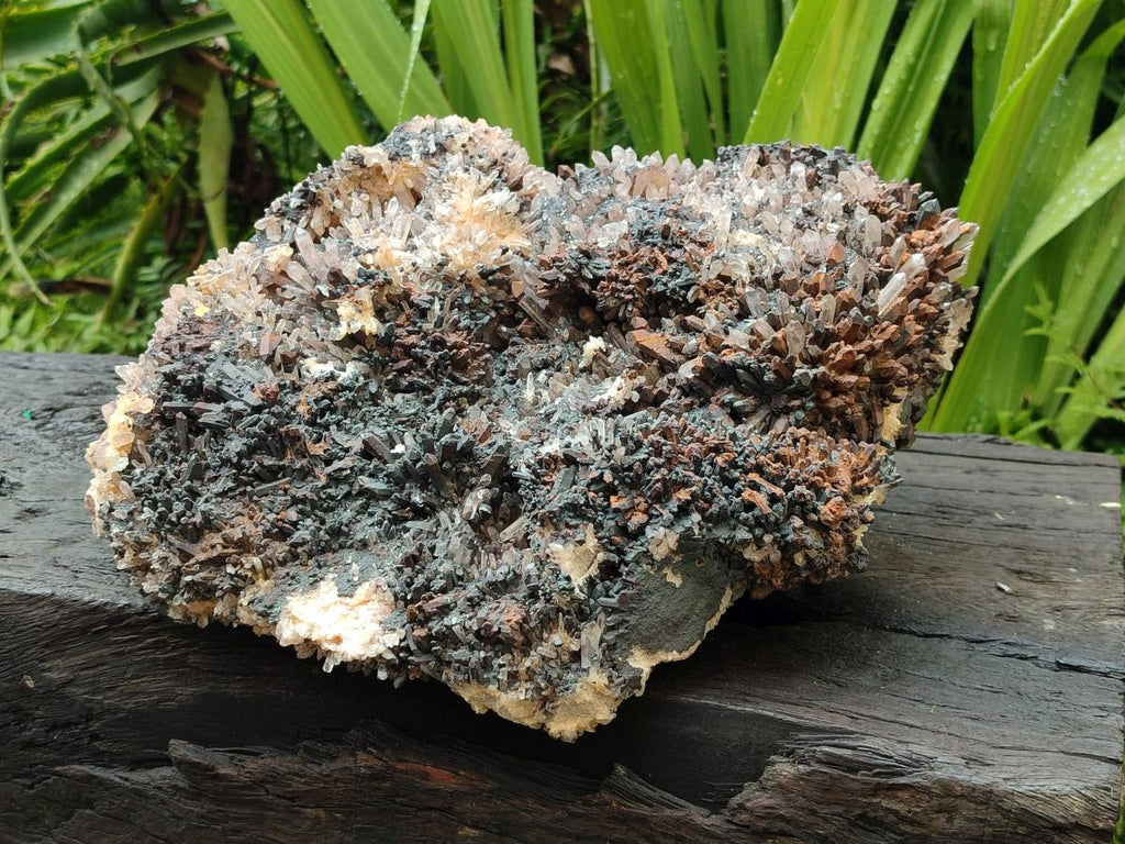 Natural XL Goethite Coated Blacknite Quartz Cluster x 1 From Madagascar - Toprock Gemstones and Minerals 