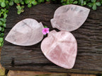 Hand Made Gemmy Rose Quartz Leaf Bowl Carvings x 3 From Madagascar