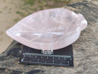 Hand Made Gemmy Rose Quartz Leaf Bowl Carvings x 3 From Madagascar