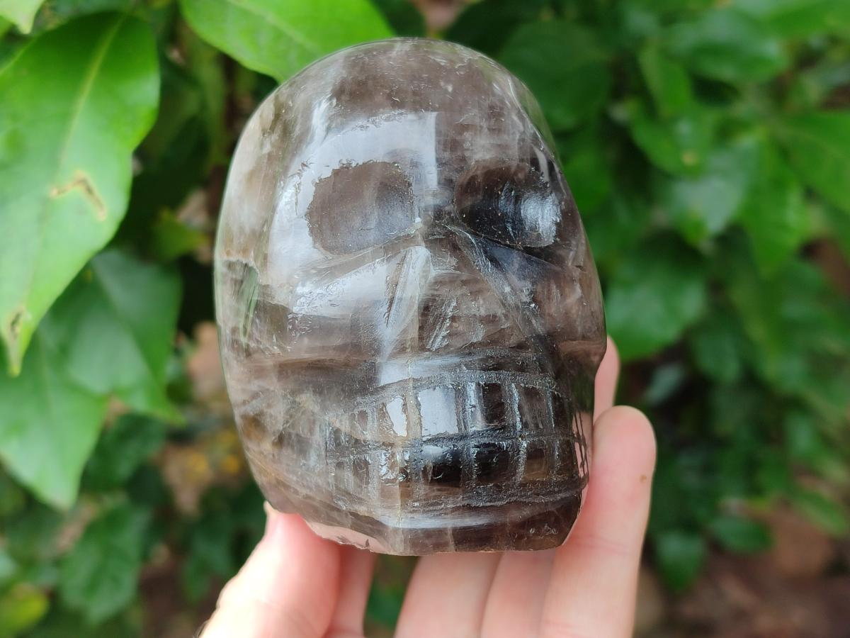 Hand Made Smokey Quartz Skull Carvings x 3 From Madagascar