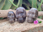 Hand Made Smokey Quartz Skull Carvings x 3 From Madagascar