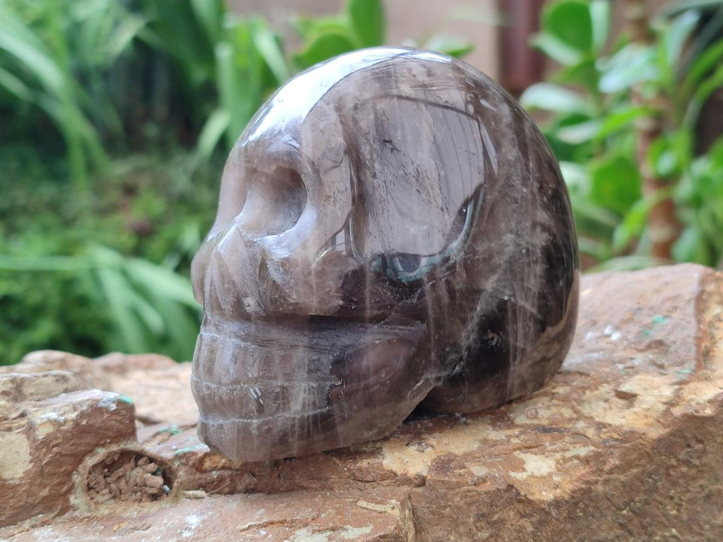 Hand Made Smokey Quartz Skull Carvings x 3 From Madagascar