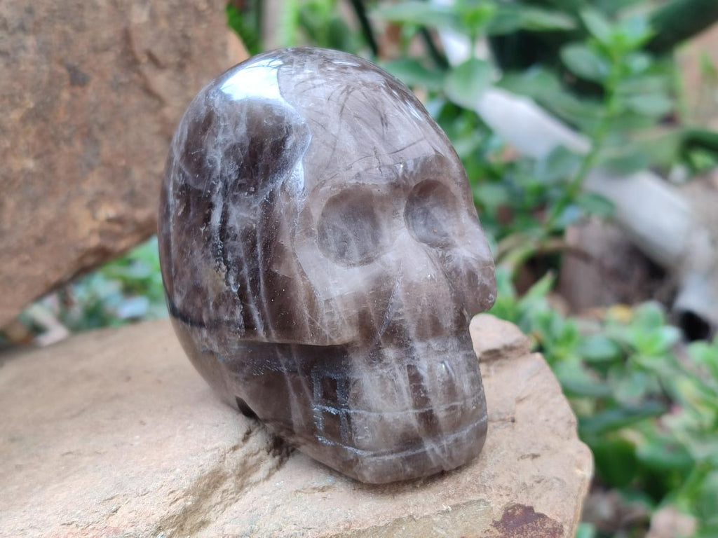 Hand Made Smokey Quartz Skull Carvings x 3 From Madagascar