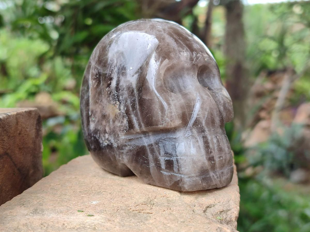 Hand Made Smokey Quartz Skull Carvings x 3 From Madagascar