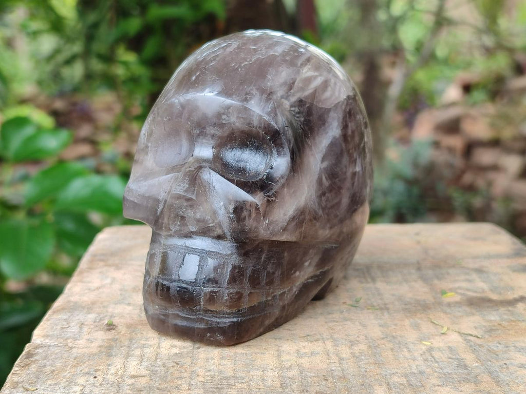 Hand Made Smokey Quartz Skull Carvings x 3 From Madagascar