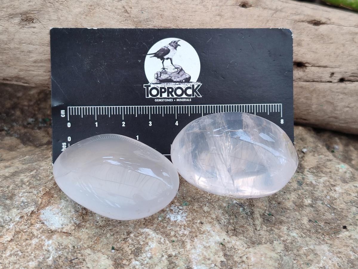 Polished Girasol and Girasol Rose Quartz Palm Stones x 20 From Ambatondrazaka, Madagascar