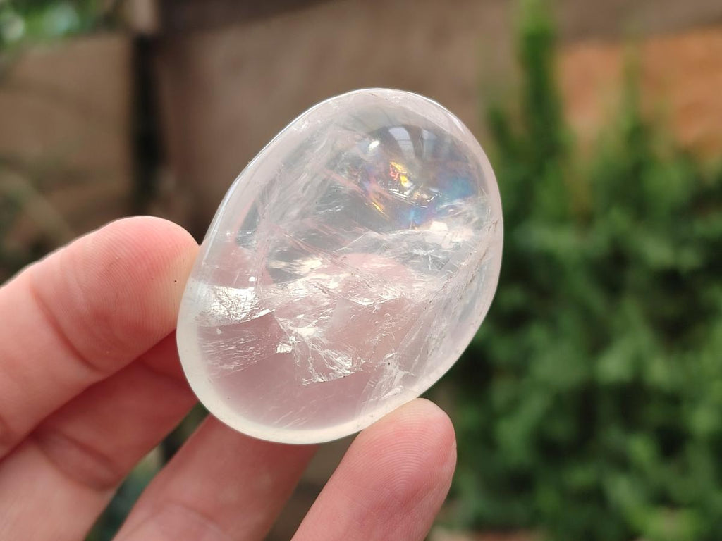 Polished Girasol and Girasol Rose Quartz Palm Stones x 20 From Ambatondrazaka, Madagascar
