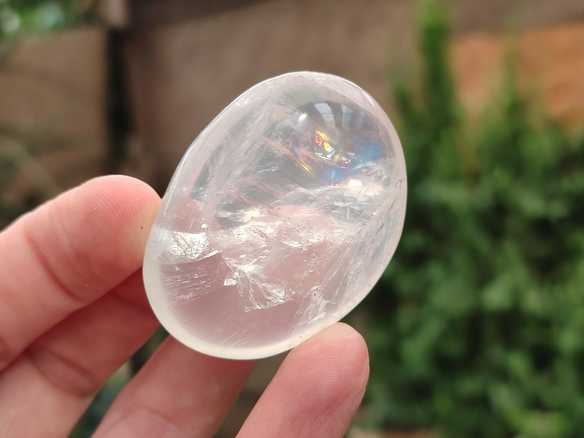 Polished Girasol and Girasol Rose Quartz Palm Stones x 20 From Ambatondrazaka, Madagascar
