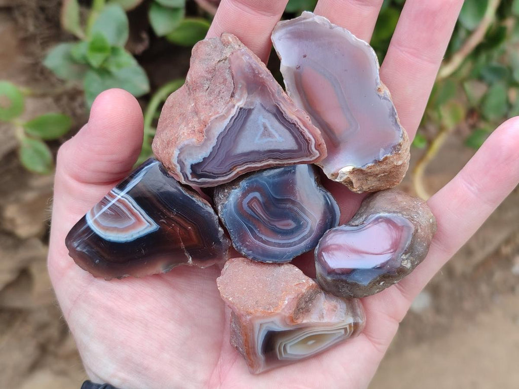 Polished Mini One Side Red Shashe River Agate Nodules x 35 From Shashe River, Zimbabwe