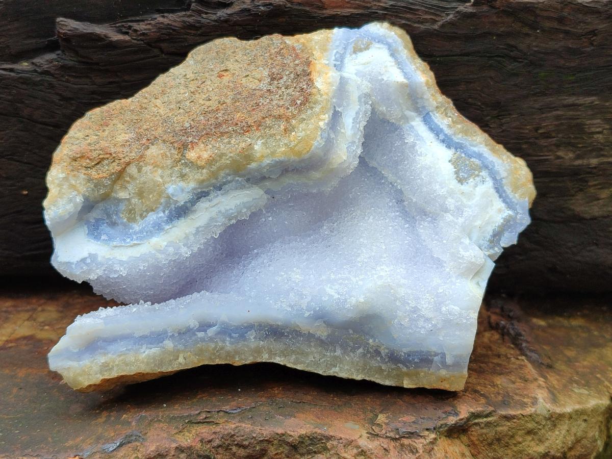 Natural Blue Lace Agate Geode Specimens x 4 From Nsanje, Malawi