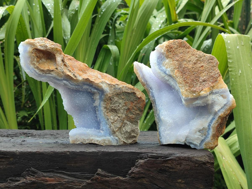 Natural Blue Lace Agate Geode Specimens x 4 From Nsanje, Malawi - Toprock Gemstones and Minerals 