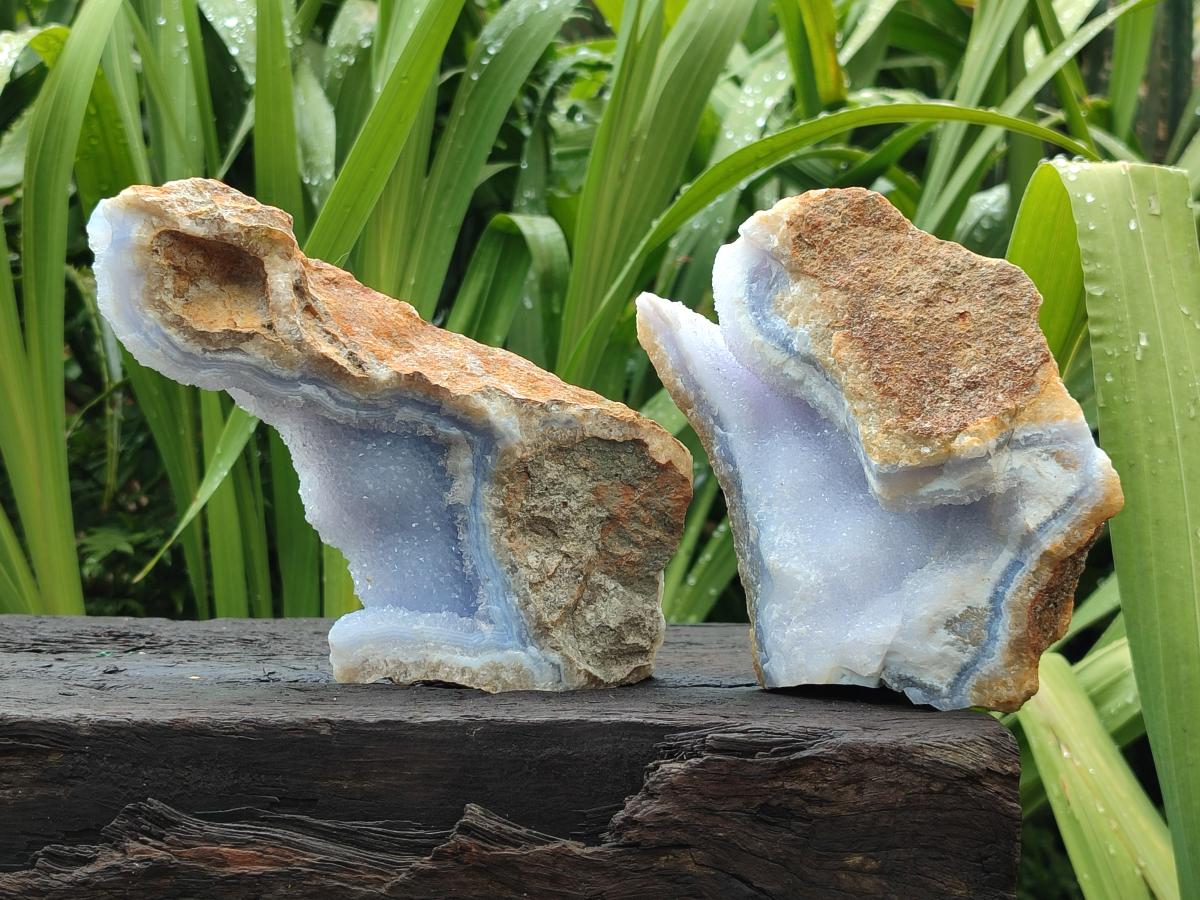 Natural Blue Lace Agate Geode Specimens x 4 From Nsanje, Malawi - Toprock Gemstones and Minerals 