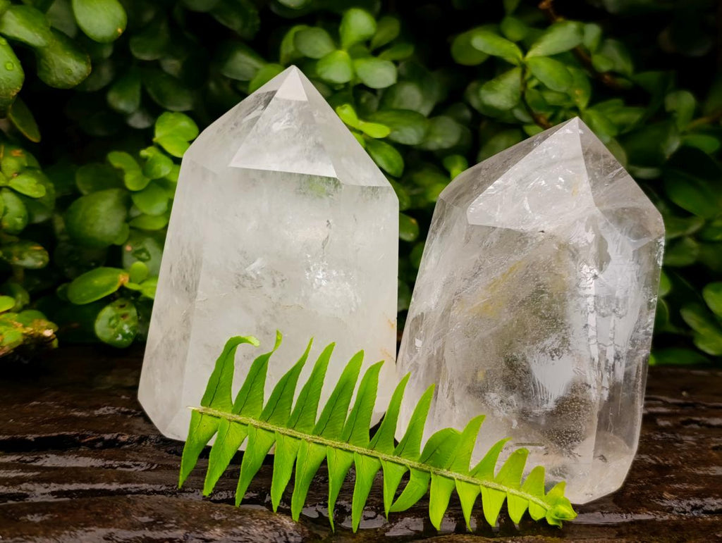 Polished Clear Quartz Display Crystals x 2 From Madagascar
