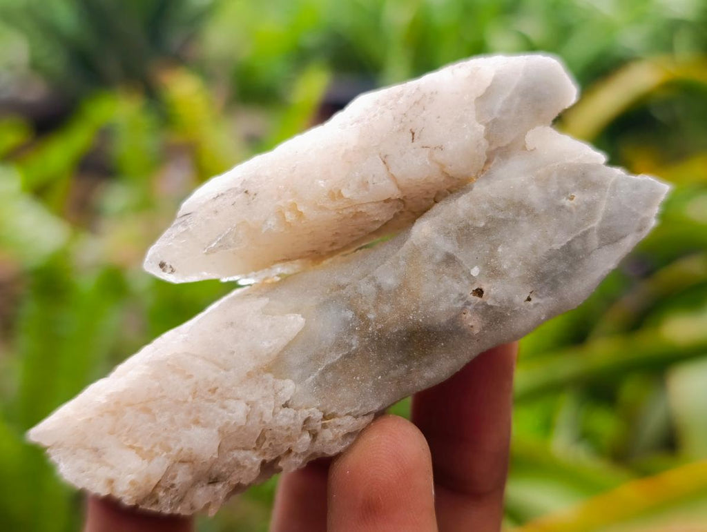 Natural Drusy Quartz Coated Spearhead Calcite Crystals x 24 From Albert's Mountain, Lesotho