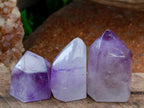 Polished Window Amethyst Crystals x 12 From Akansobe, Madagascar