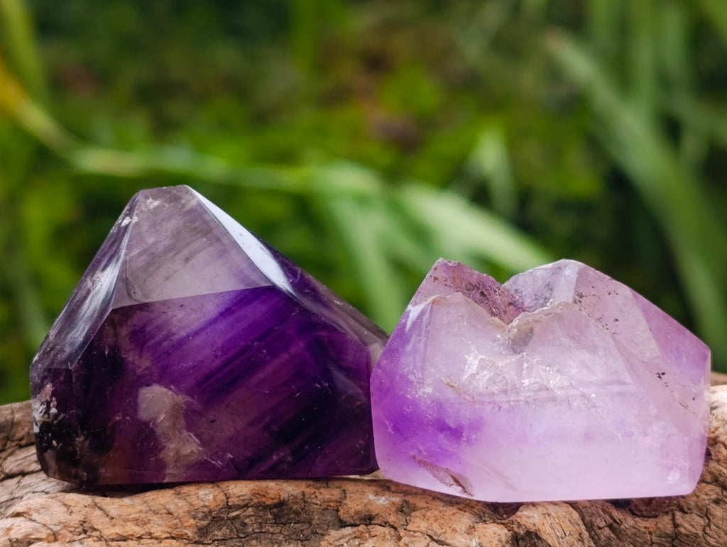 Polished Window Amethyst Crystals x 12 From Akansobe, Madagascar