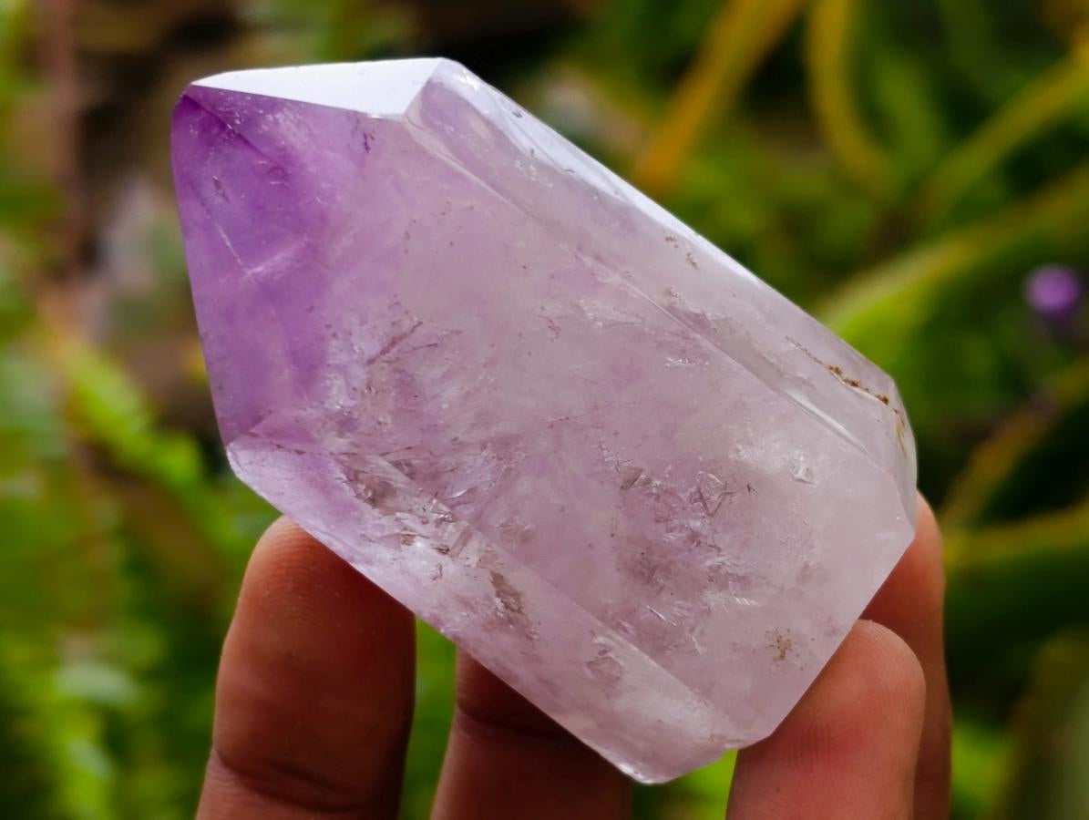 Polished Window Amethyst Crystals x 12 From Akansobe, Madagascar