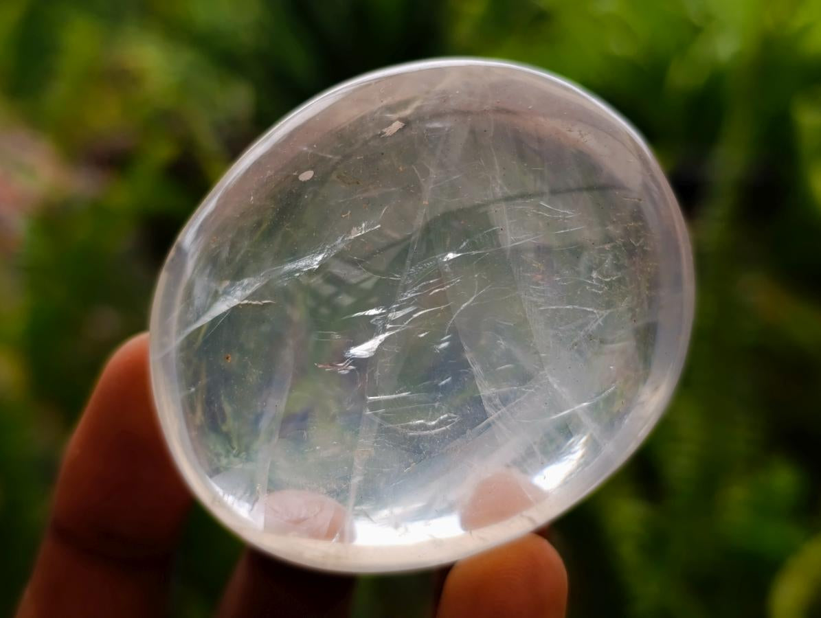Polished Girasol Pearl Quartz Palm Stones x 12 From Ambatondrazaka, Madagascar