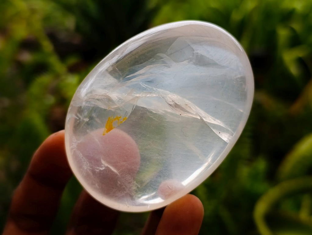 Polished Girasol Pearl Quartz Palm Stones x 12 From Ambatondrazaka, Madagascar