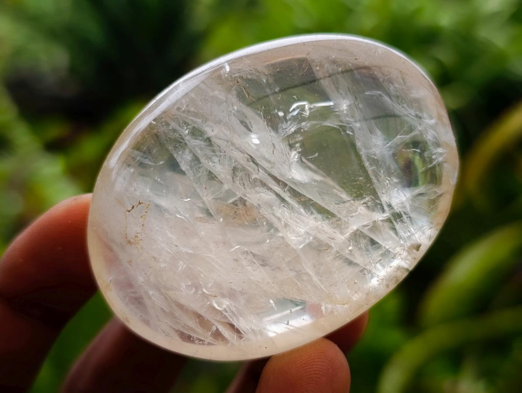 Polished Girasol Pearl Quartz Palm Stones x 12 From Ambatondrazaka, Madagascar