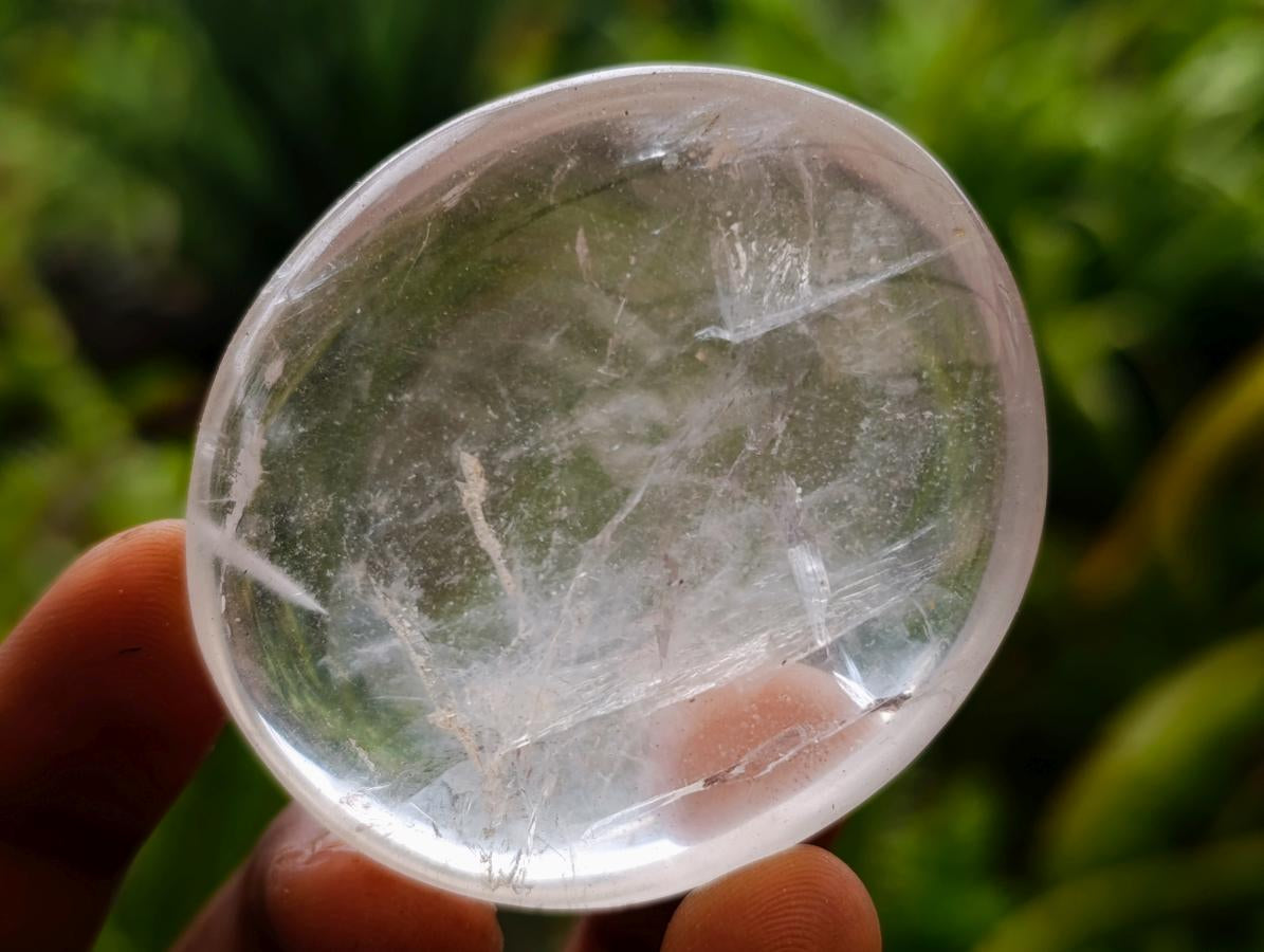 Polished Girasol Pearl Quartz Palm Stones x 12 From Ambatondrazaka, Madagascar